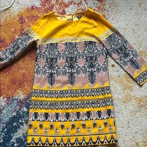 JcrewYellow and Black Patterned Dress